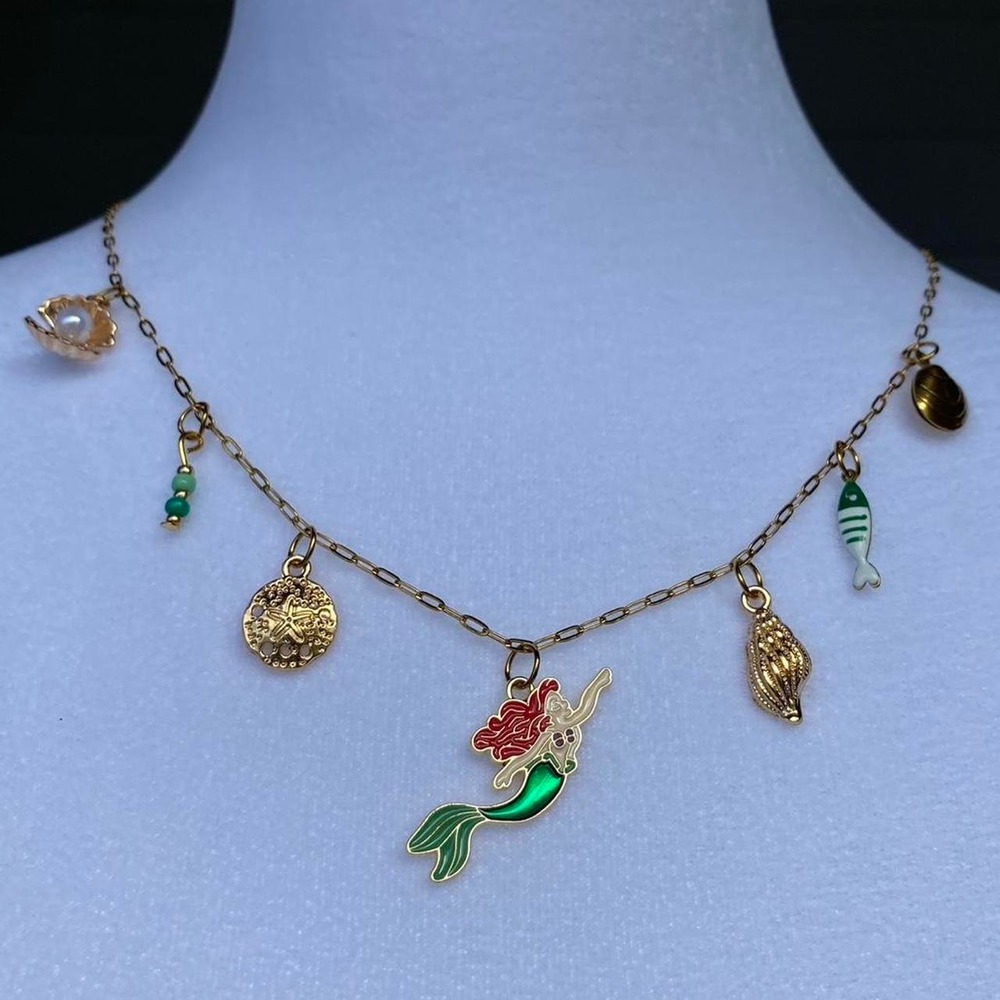 beachy brand new handmade disney ariel necklace charm 18k gold p stainless steel
